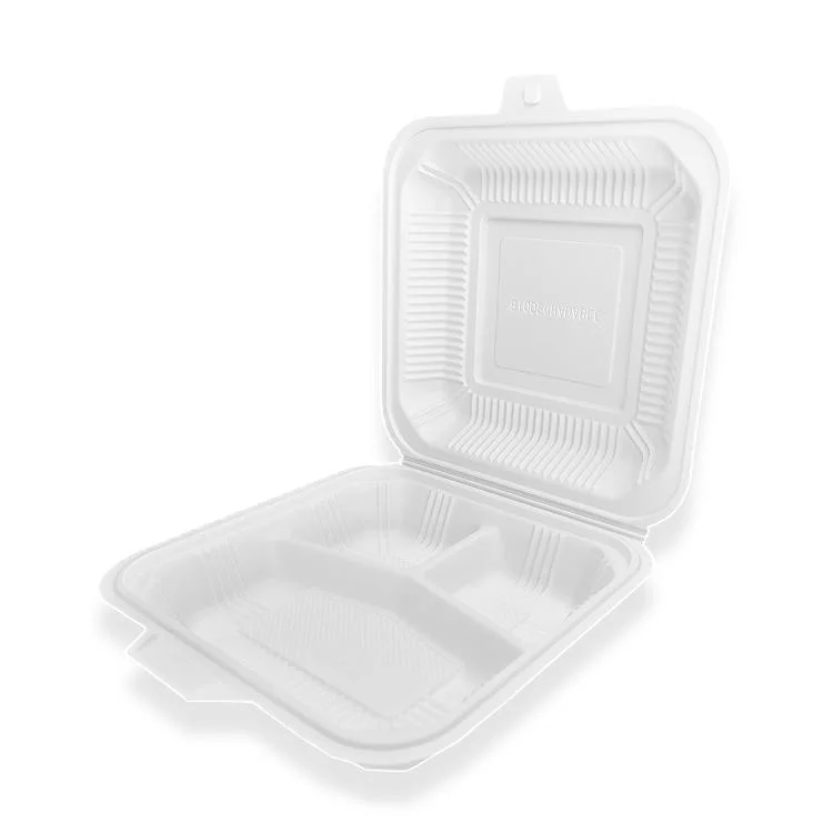 High Quality Disposable Biodegradable Hot Water Cornstarch 3 Compartment Gift Packing Box