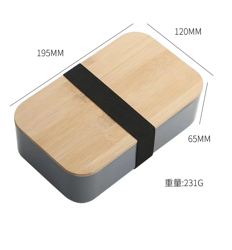 Bamboo Lid Plastic Bento Lunch Box