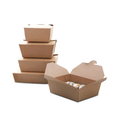Одноразовая коробка из крафт-бумаги на вынос для упаковки пищевых продуктов