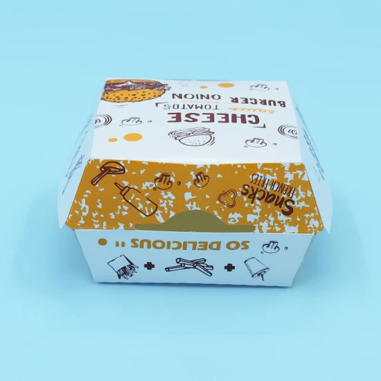 Оптовая продажа Hamberger Коробка для доставки еды Пищевая бумага Коробка для замороженных продуктов Упаковочные бумажные коробки для подогрева фаст-фуда Электрический ланч-бокс